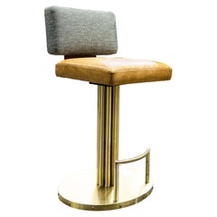  'Upholstered Brass Bar Stool' by Basile Built - Limited Edition