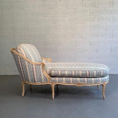 Upholstered Carved Mahogany Chaise Longue