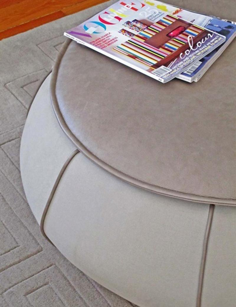 Portuguese Upholstered Center Table Eli Grey For Sale