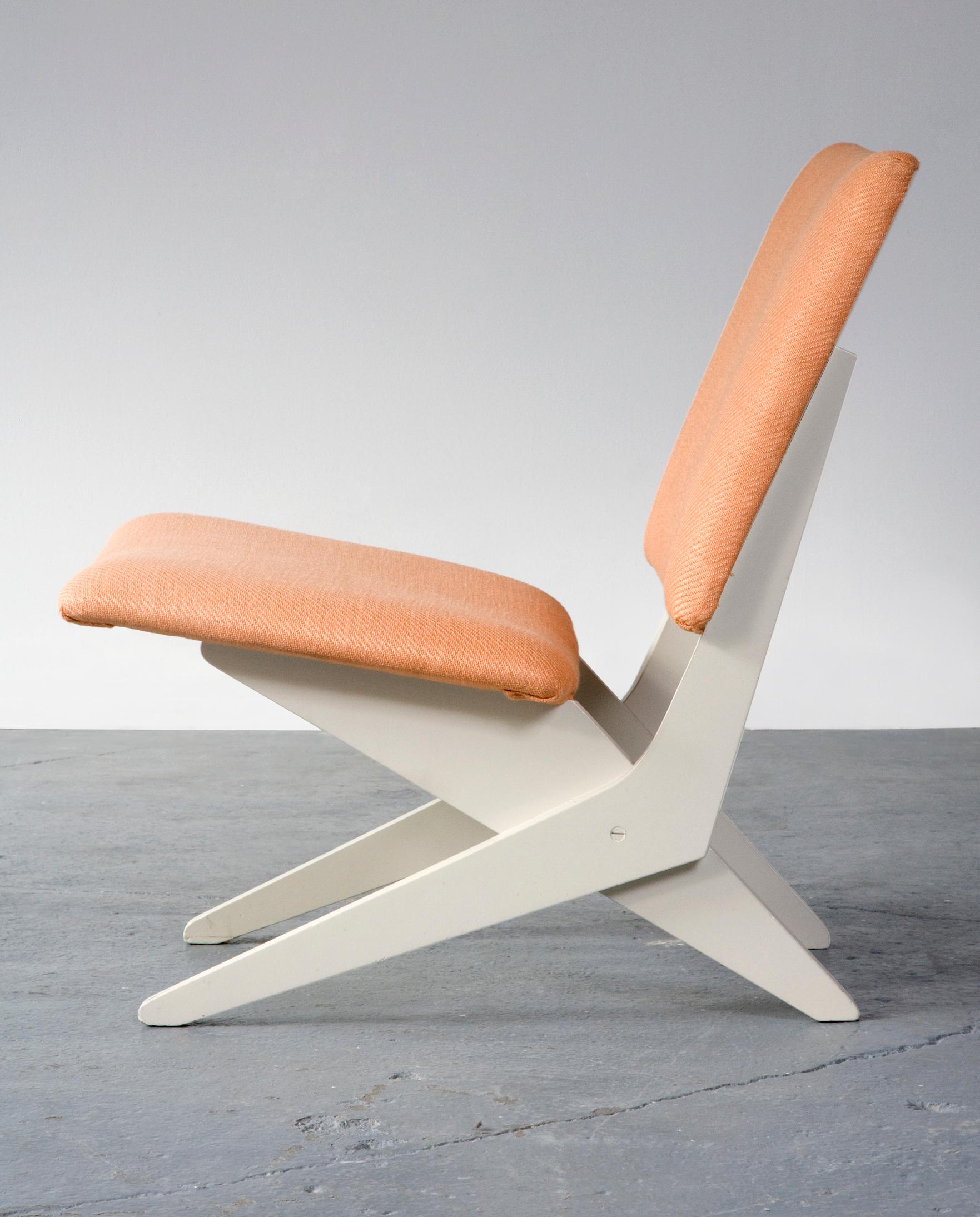 European Upholstered Chair on Sculptural Plywood Bae by Peter van Grunsven, 1958