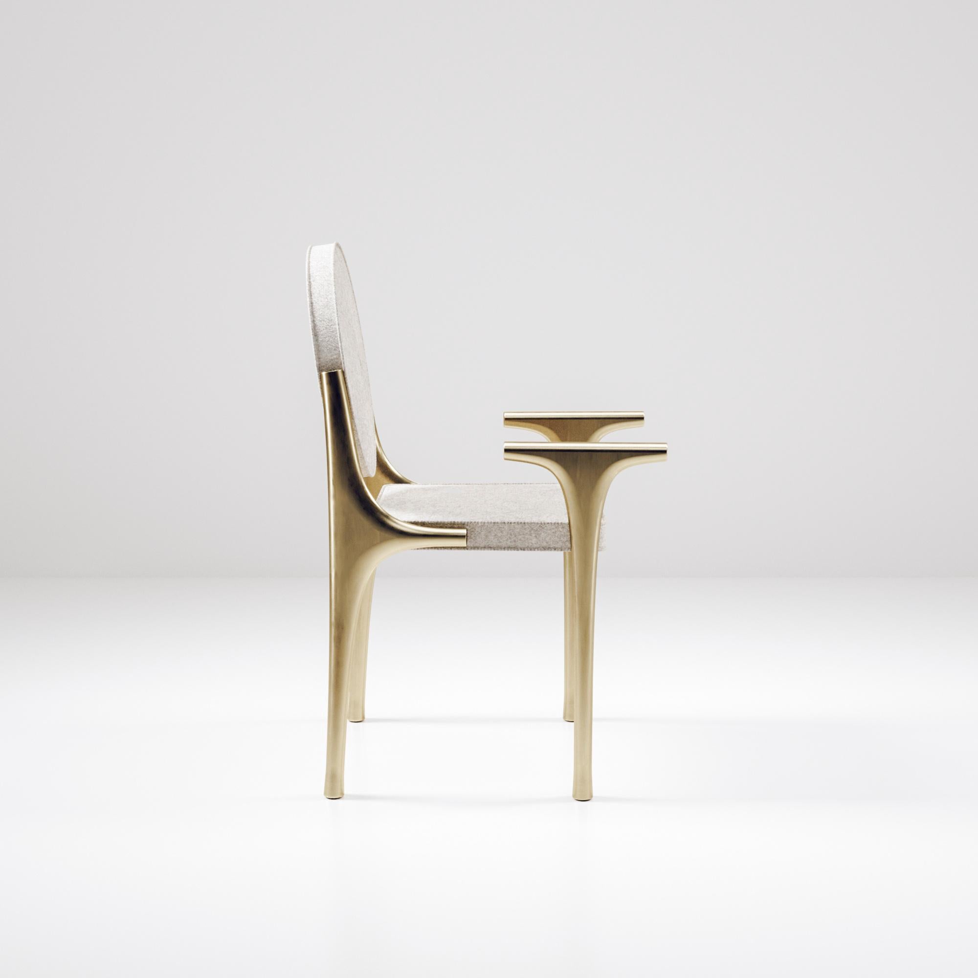 Philippine Upholstered Chair with Bronze-Patina Brass Details by R&Y Augousti For Sale