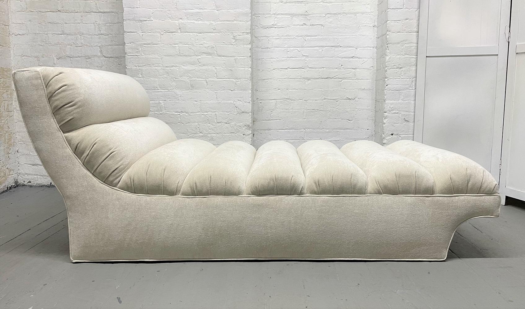 Upholstered Channel Pattern Daybed by Preview. Upholstered in velvet. Style of Vladimir Kagan.