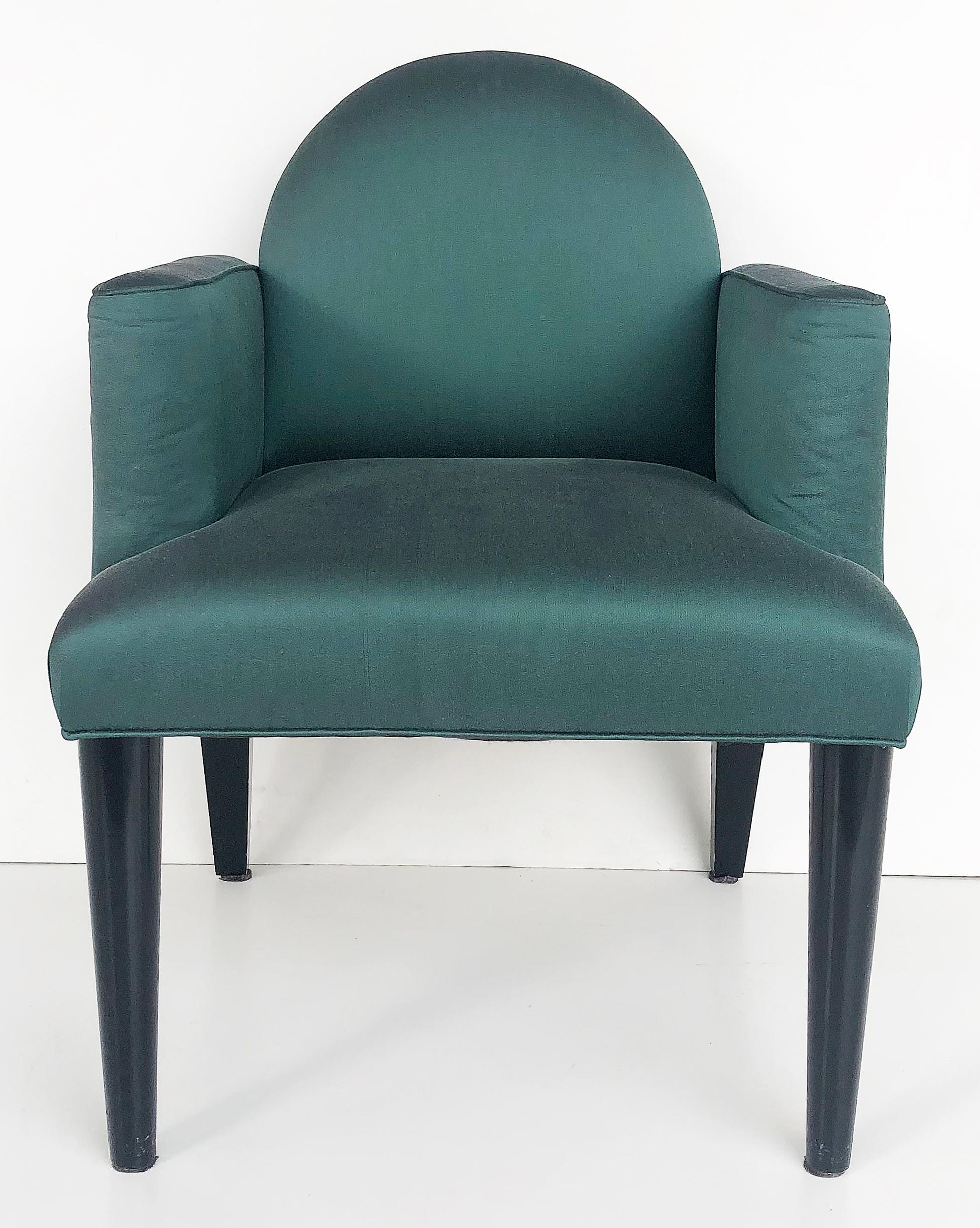 Modern Upholstered Club Chairs with Ebonized Wood, Donghia Attributed For Sale
