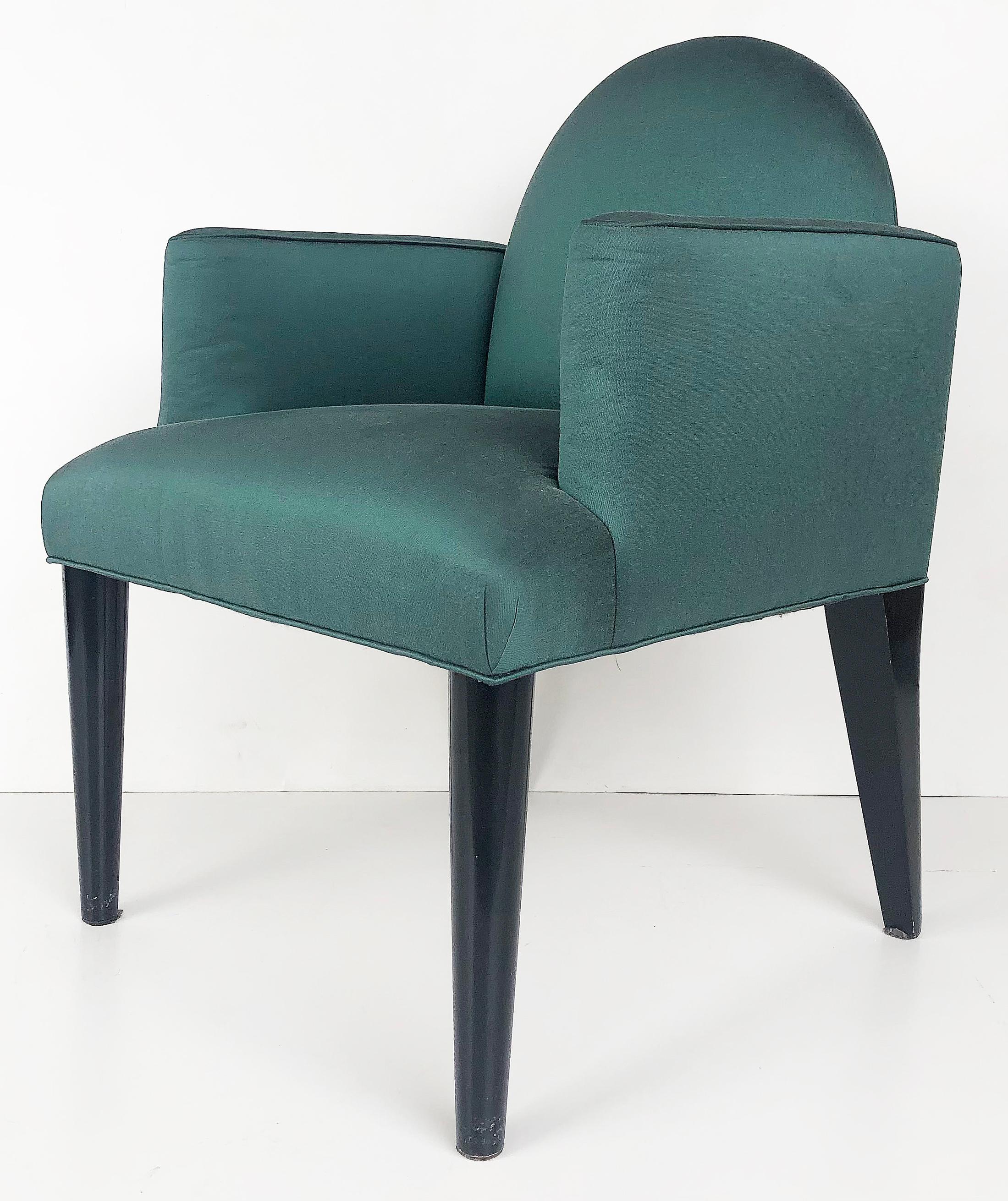 Upholstered Club Chairs with Ebonized Wood, Donghia Attributed In Good Condition For Sale In Miami, FL
