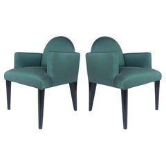 Upholstered Club Chairs with Ebonized Wood, Donghia Attributed