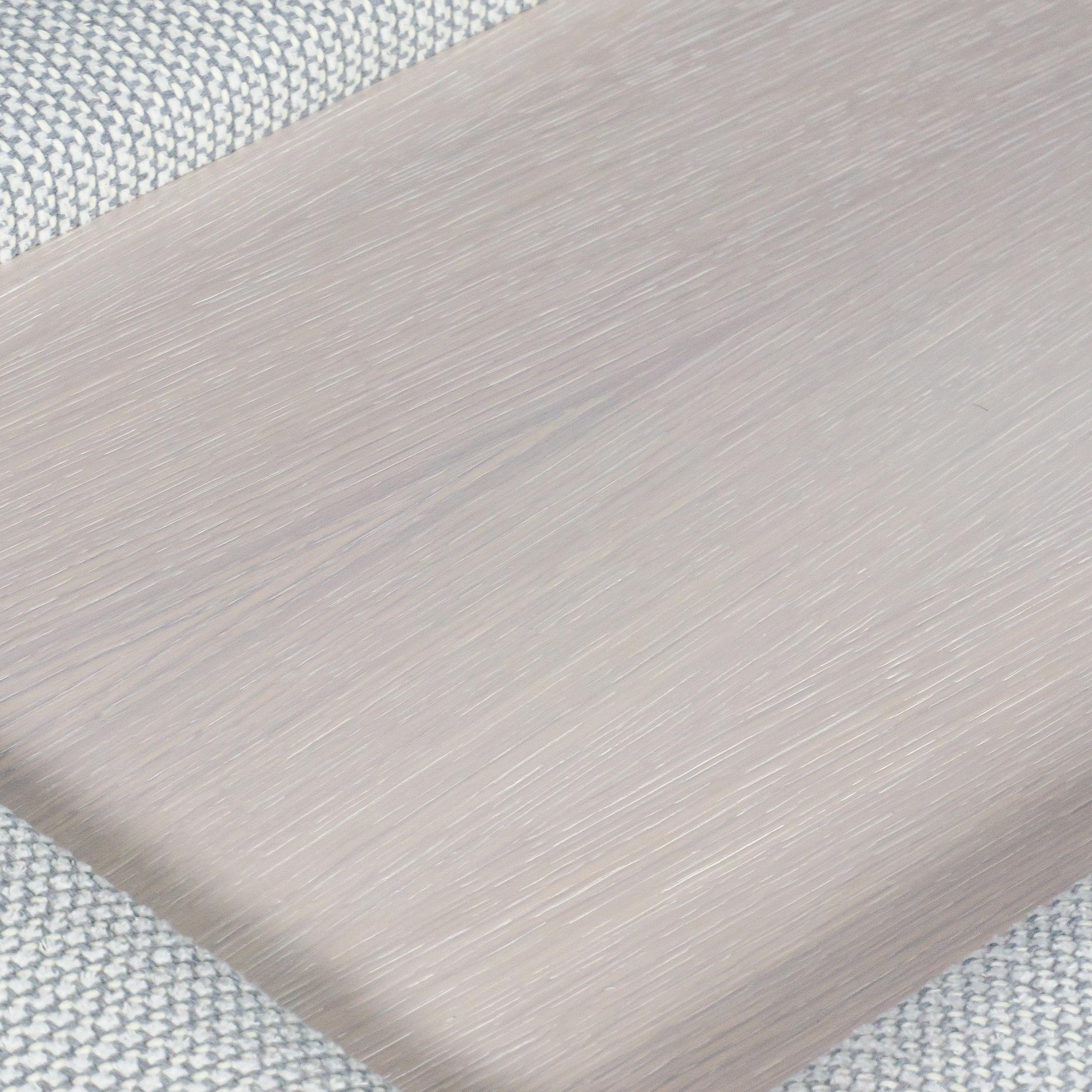 Upholstered Coffee Table Ottoman with Inlaid Oak Table in vendita 3