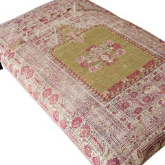 Upholstered Coffee Table with Black Metal Base