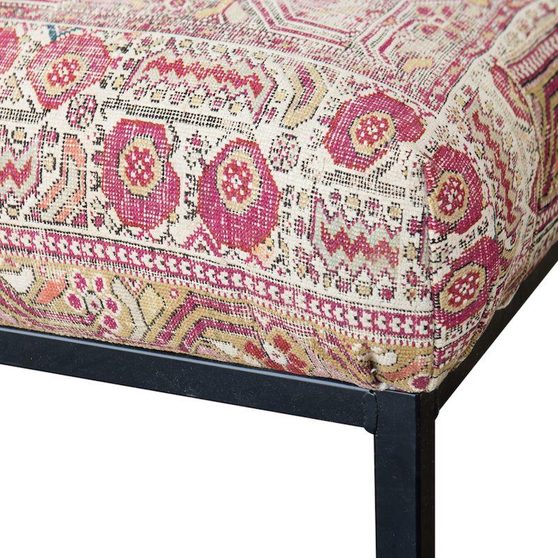 Upholstered Coffee Table with Black Metal Base In Good Condition For Sale In Fullerton, CA