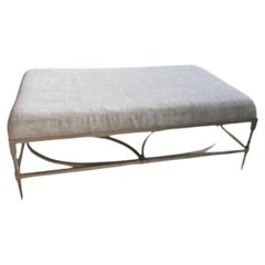 Vintage Upholstered Coffee Table with Nickel Base