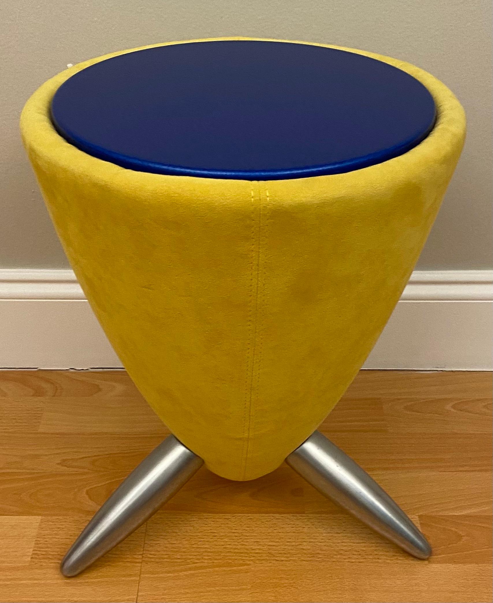 Scandinavian Upholstered Cone Table Stool in the Manner of Verner Panton For Sale