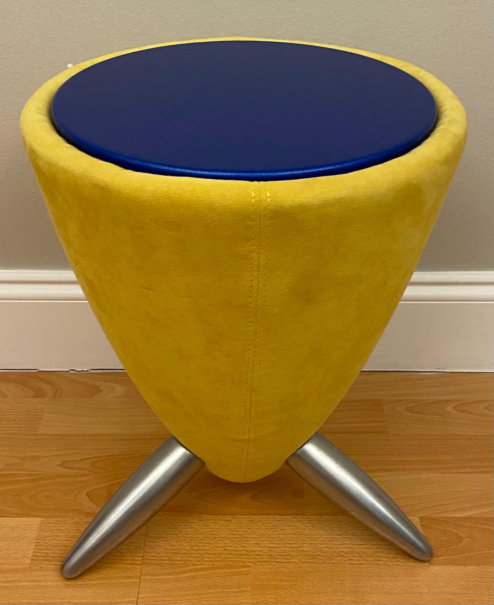Scandinavian Upholstered Cone Table Stool in the Manner of Verner Panton