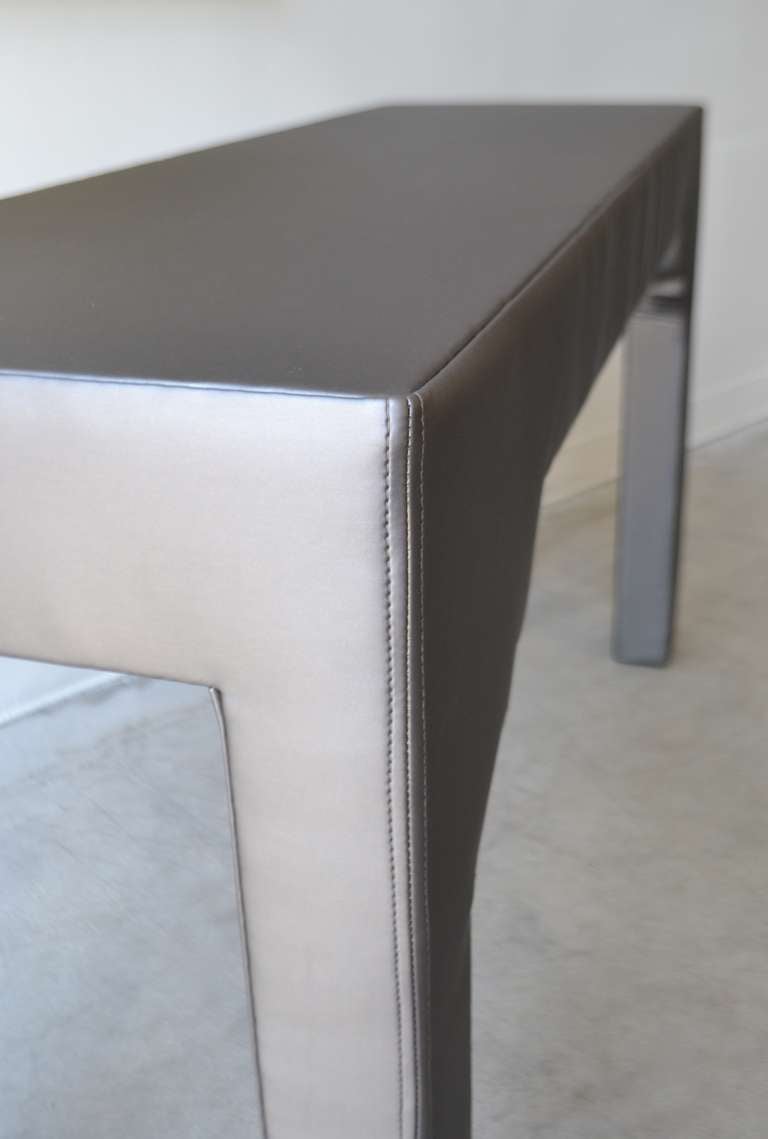 Satin Upholstered Console Table For Sale
