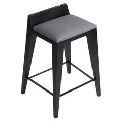 Upholstered contemporary solid black ash high stool, om16.1 by mjiila