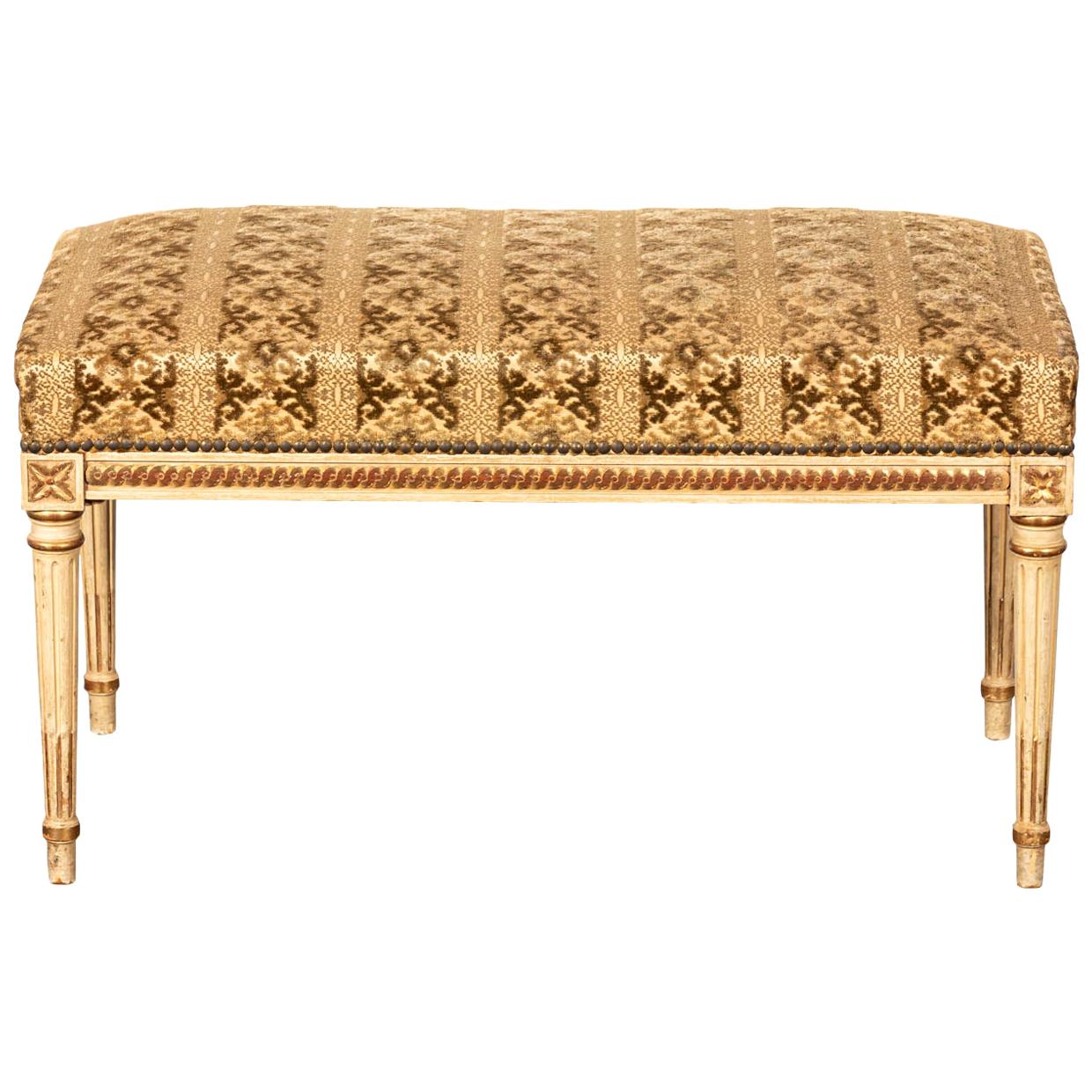 Upholstered Continental Style Bench For Sale
