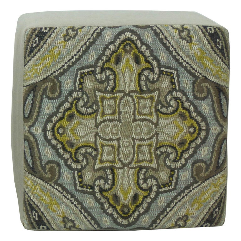 Upholstered Cube Ottoman For Sale at 1stDibs