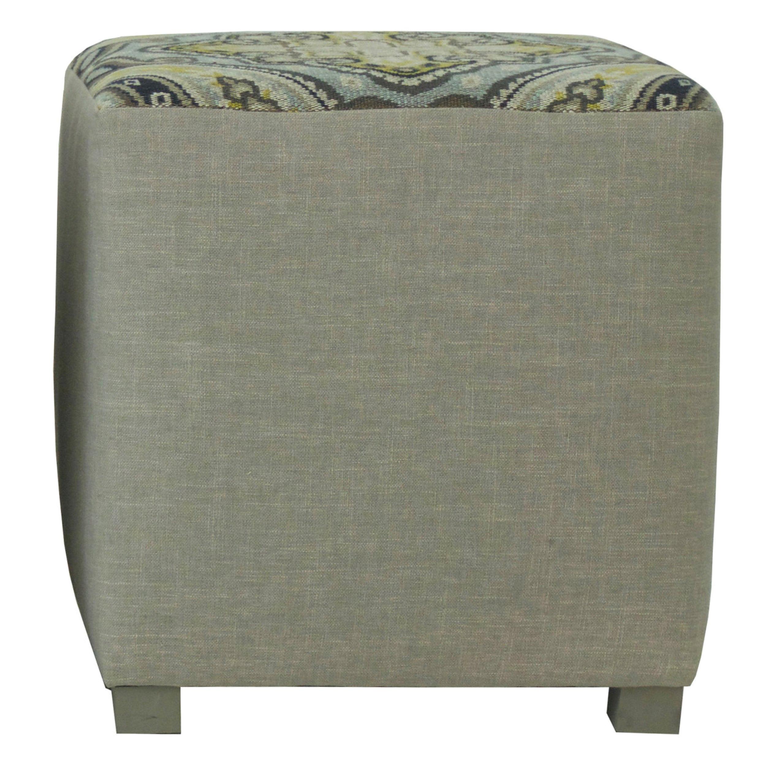 Upholstered Cube Ottoman For Sale