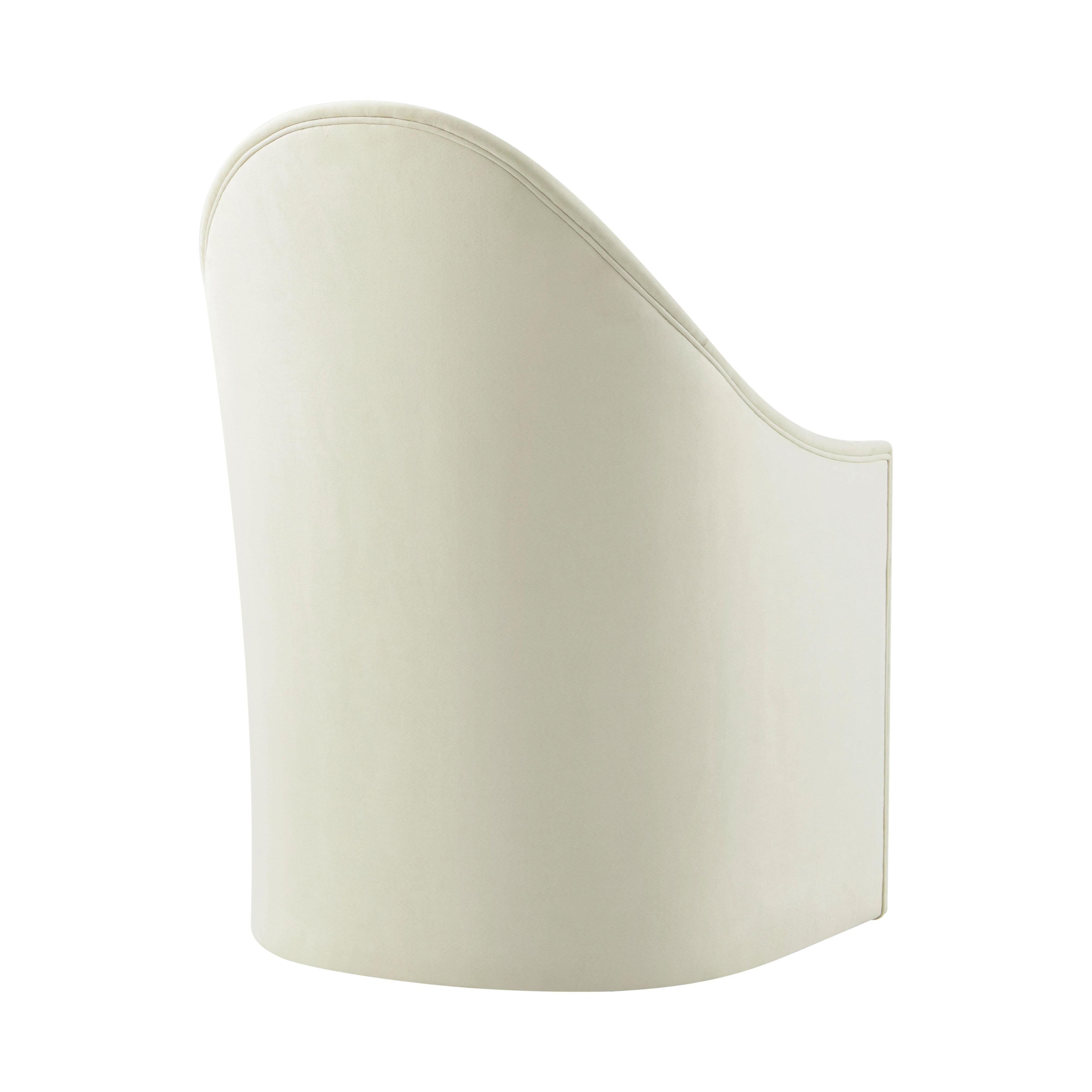 Mid-Century Modern Upholstered Curved Back Dining Chair For Sale