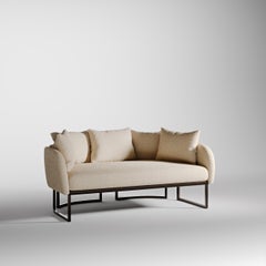 Upholstered Curved Back with Frieze Inset "Artisan" Loveseat, Parisii Collection