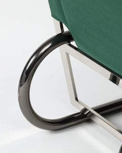 Upholstered Curved Lounge Chair with Chrome Frame, Italy, c. 1970