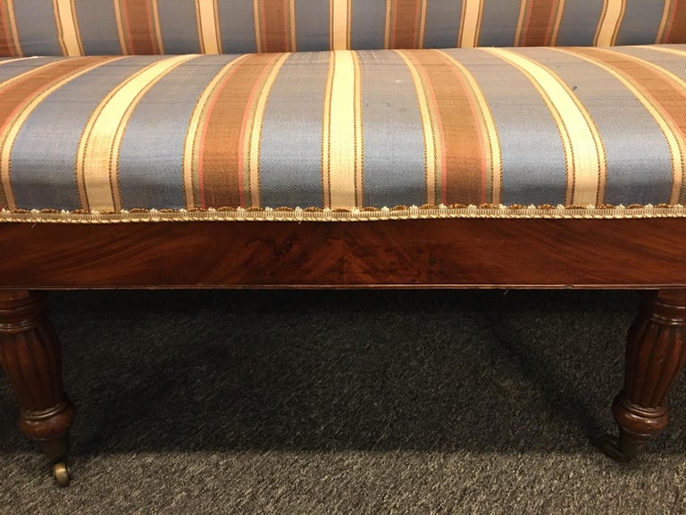 Upholstered Charles X Mahogany Sofa on Casters, 19th Century In Good Condition For Sale In Savannah, GA