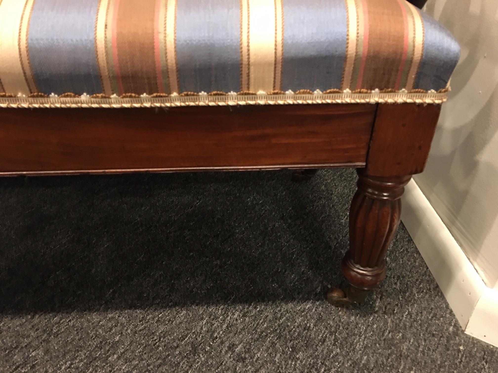 Upholstered Charles X Mahogany Sofa on Casters, 19th Century For Sale 2
