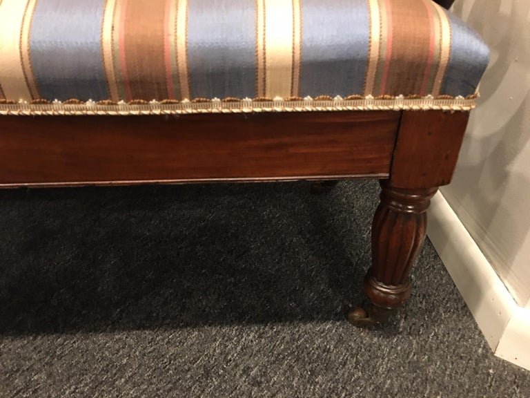 Upholstered Charles X Mahogany Sofa on Casters, 19th Century For Sale 3