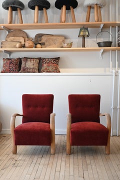 Upholstered Czech Art Deco Armchair, pair