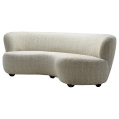 Upholstered Danish Cabinetmaker Banana Sofa, Denmark, 1940s
