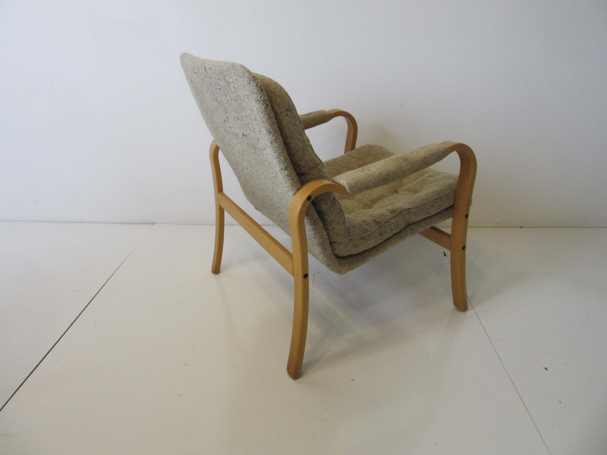Mid-Century Modern Upholstered Danish Styled Birch Lounge Chair by DUX of Sweden