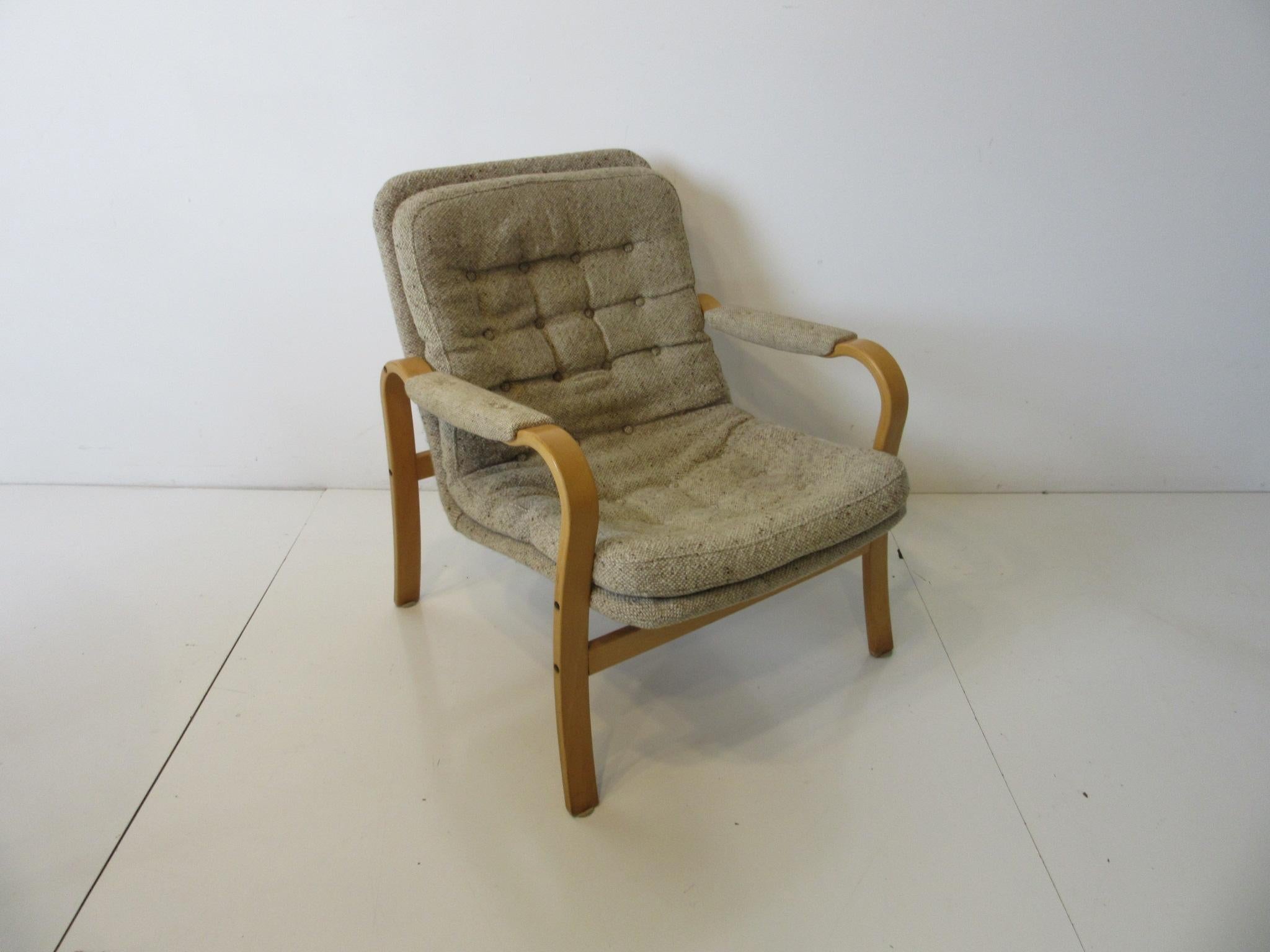 Swedish Upholstered Danish Styled Birch Lounge Chair by DUX of Sweden