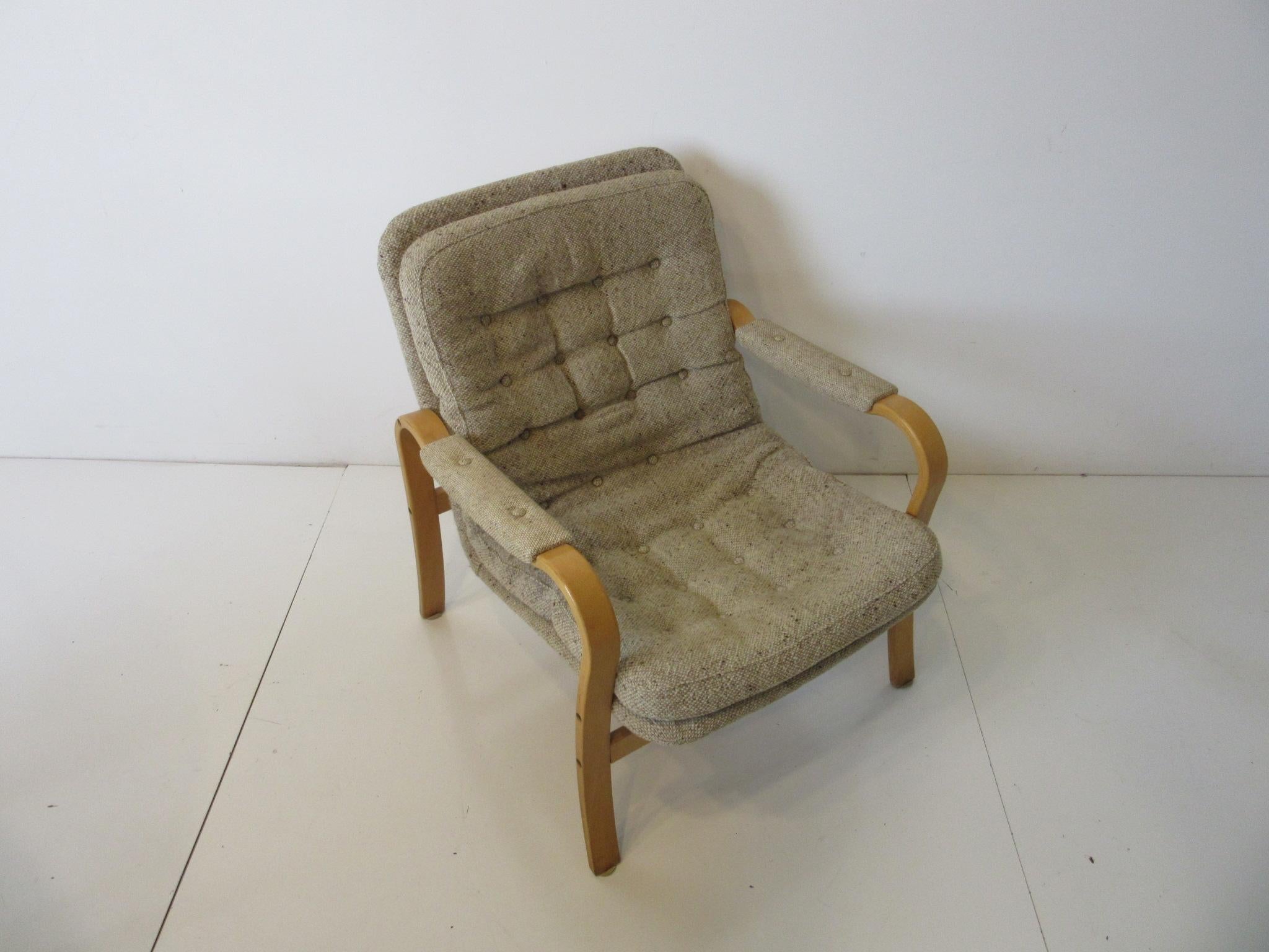 Upholstered Danish Styled Birch Lounge Chair by DUX of Sweden In Good Condition In Cincinnati, OH