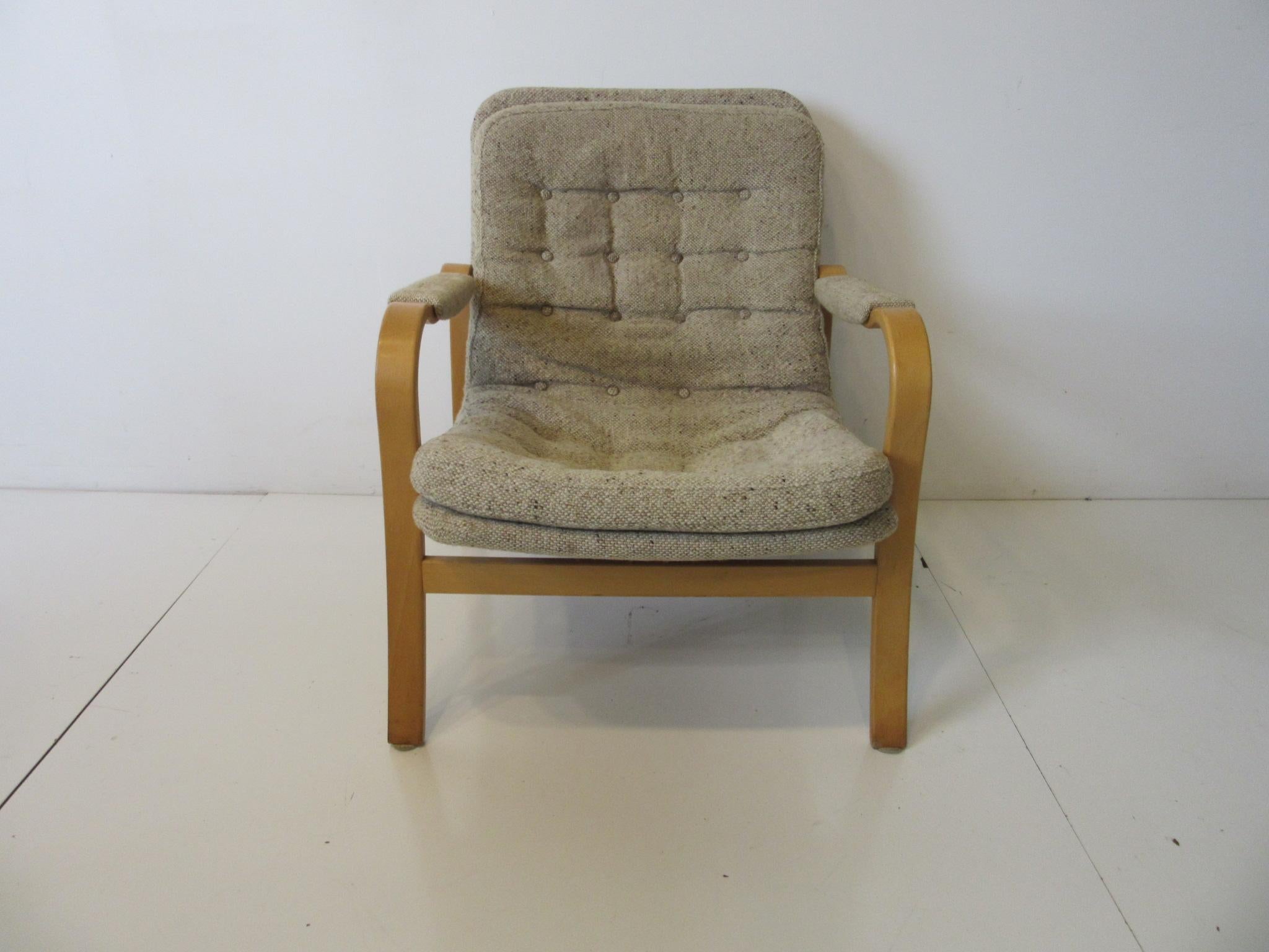 20th Century Upholstered Danish Styled Birch Lounge Chair by DUX of Sweden