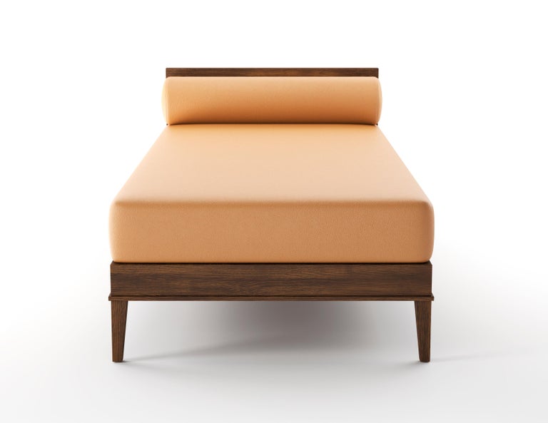 Upholstered Daybed with Mattress and Decorative Bolster on Wood Base