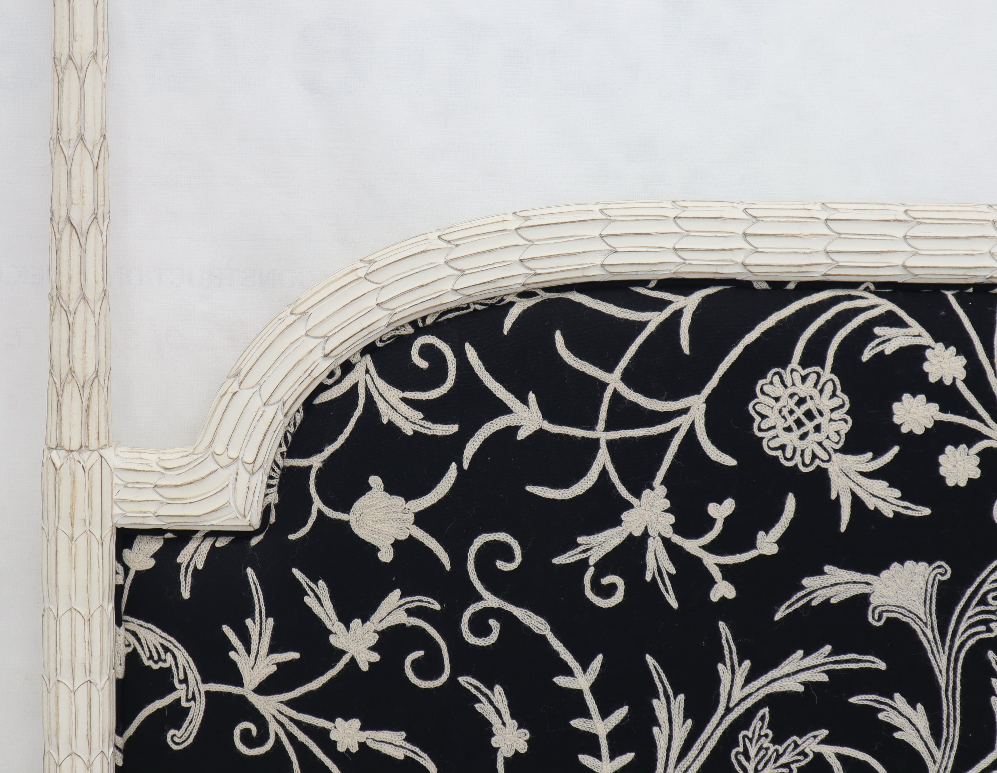20th Century Upholstered Decorative Black and White Fabric King Size Poster Headboard
