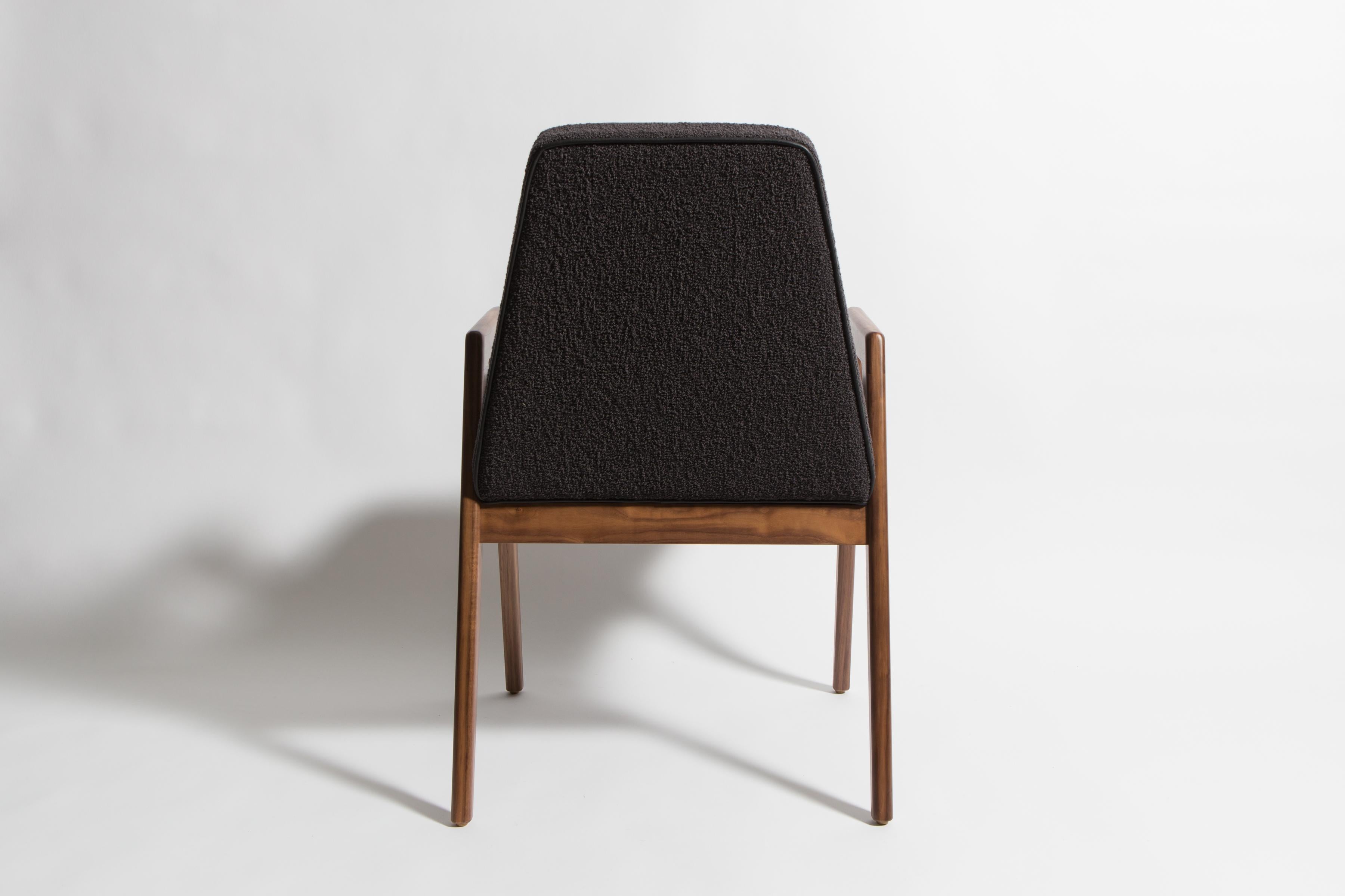 brown boucle dining chair