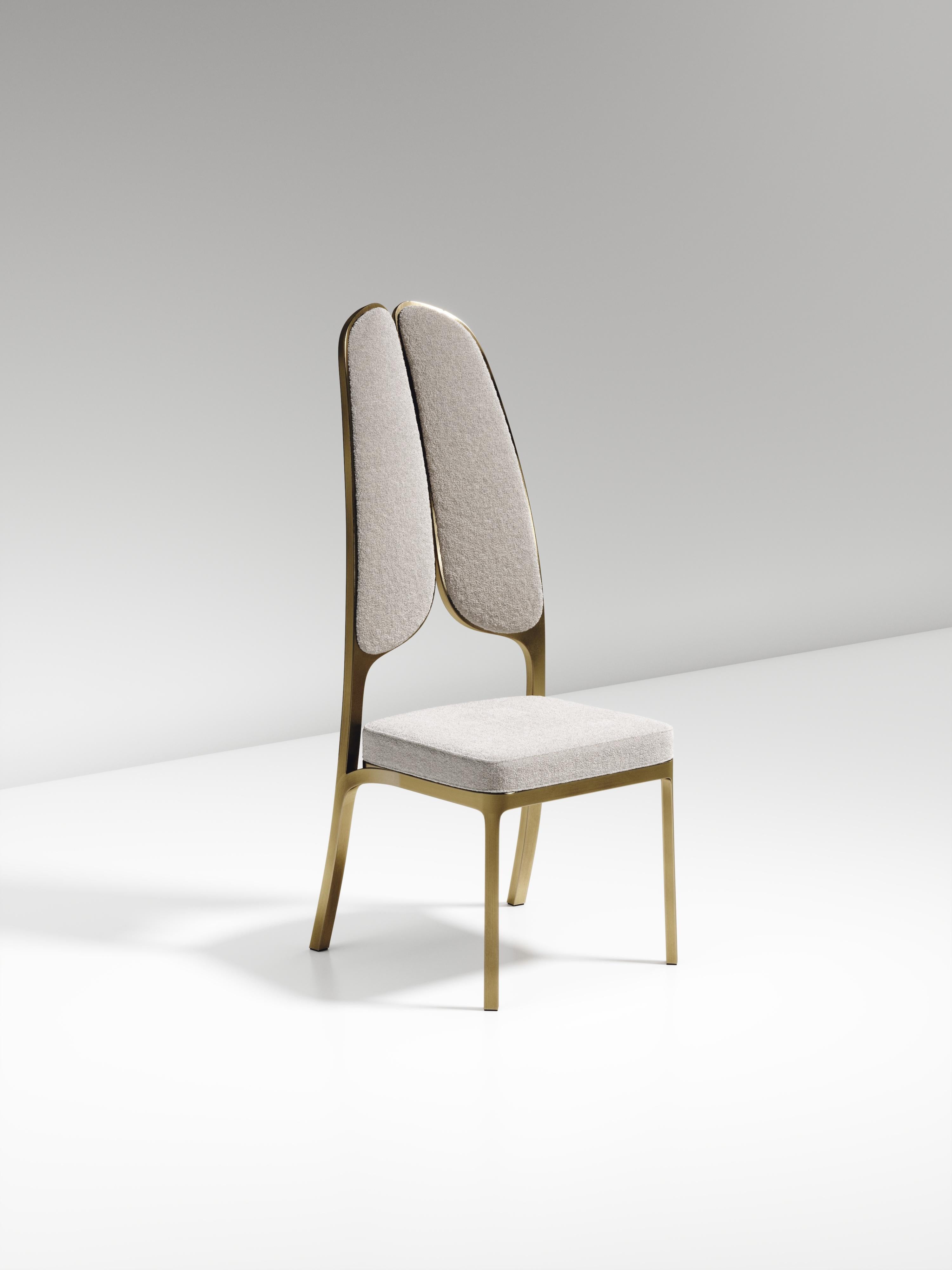 Upholstered Dining Chair with Bronze-Patina Brass Details by R&Y Augousti For Sale 5