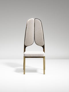Upholstered Dining Chair with Bronze-Patina Brass Details by R&Y Augousti