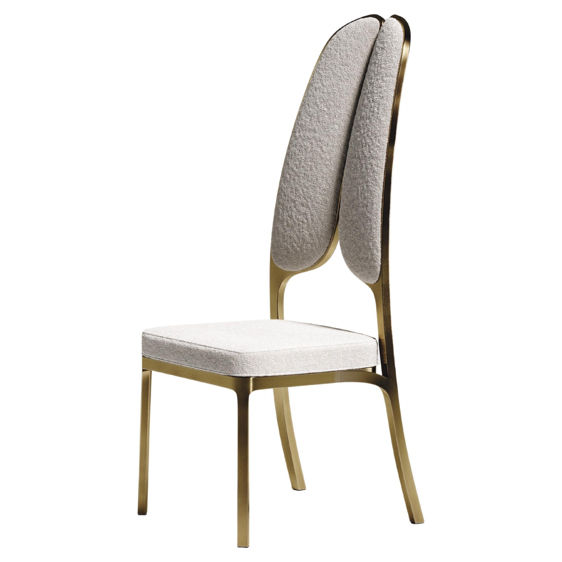 Upholstered Dining Chair with Bronze-Patina Brass Details by R&Y Augousti For Sale