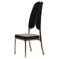 Chaise de salle à manger tapissée avec détails en laiton bronze-patina de R&Y Augousti