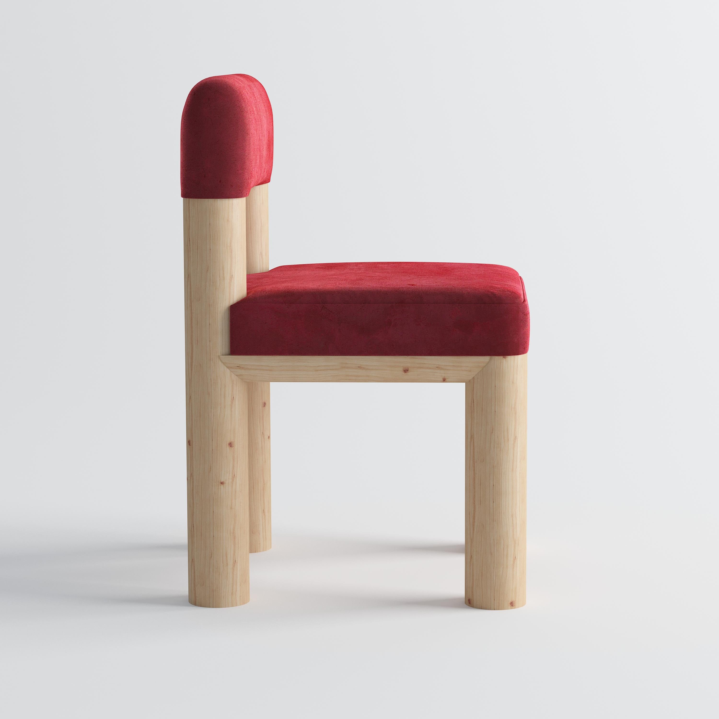 Modern Upholstered Dining Chair with Solid Wood Legs - Lollipop Chair by Kunaal Kyhaan For Sale