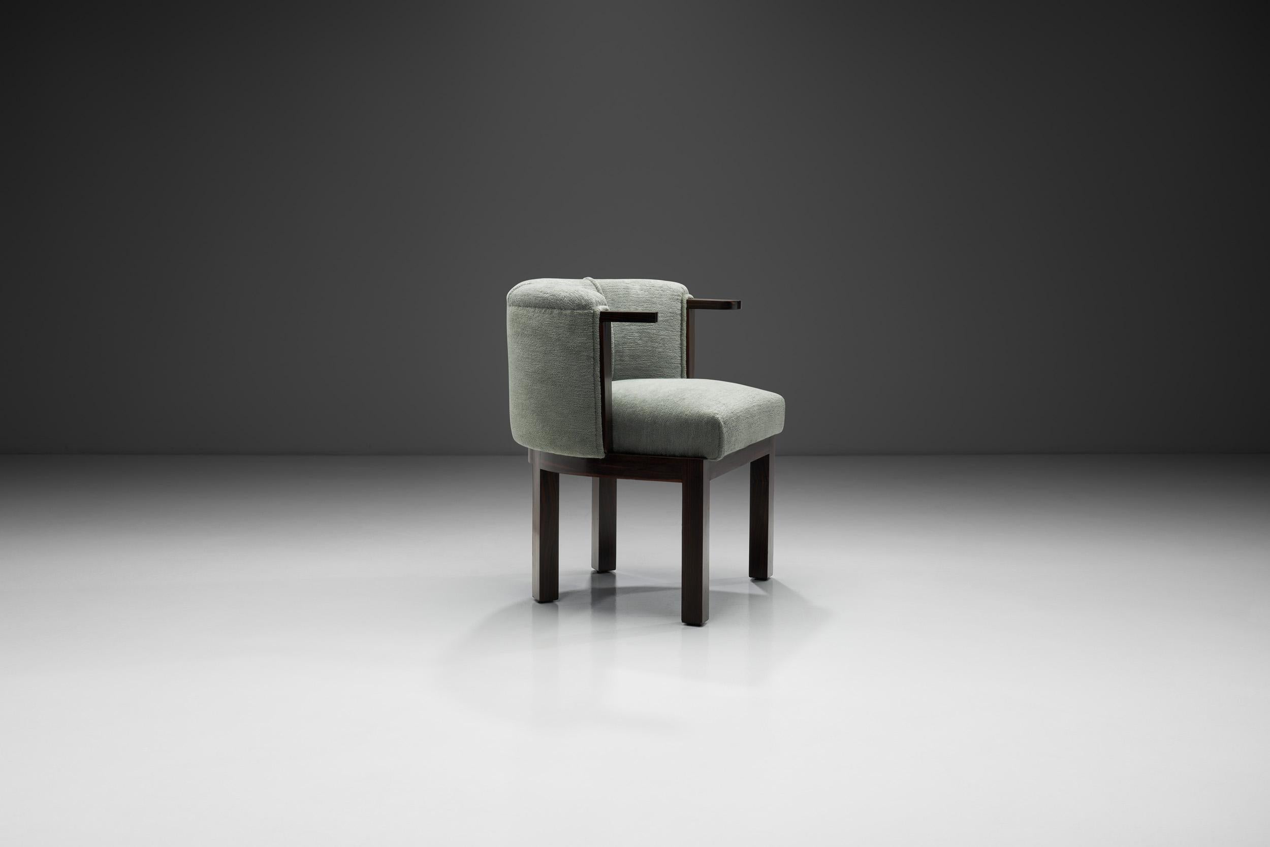 European Upholstered Easy Chair with Calamander Wood, Europe 20th Century For Sale