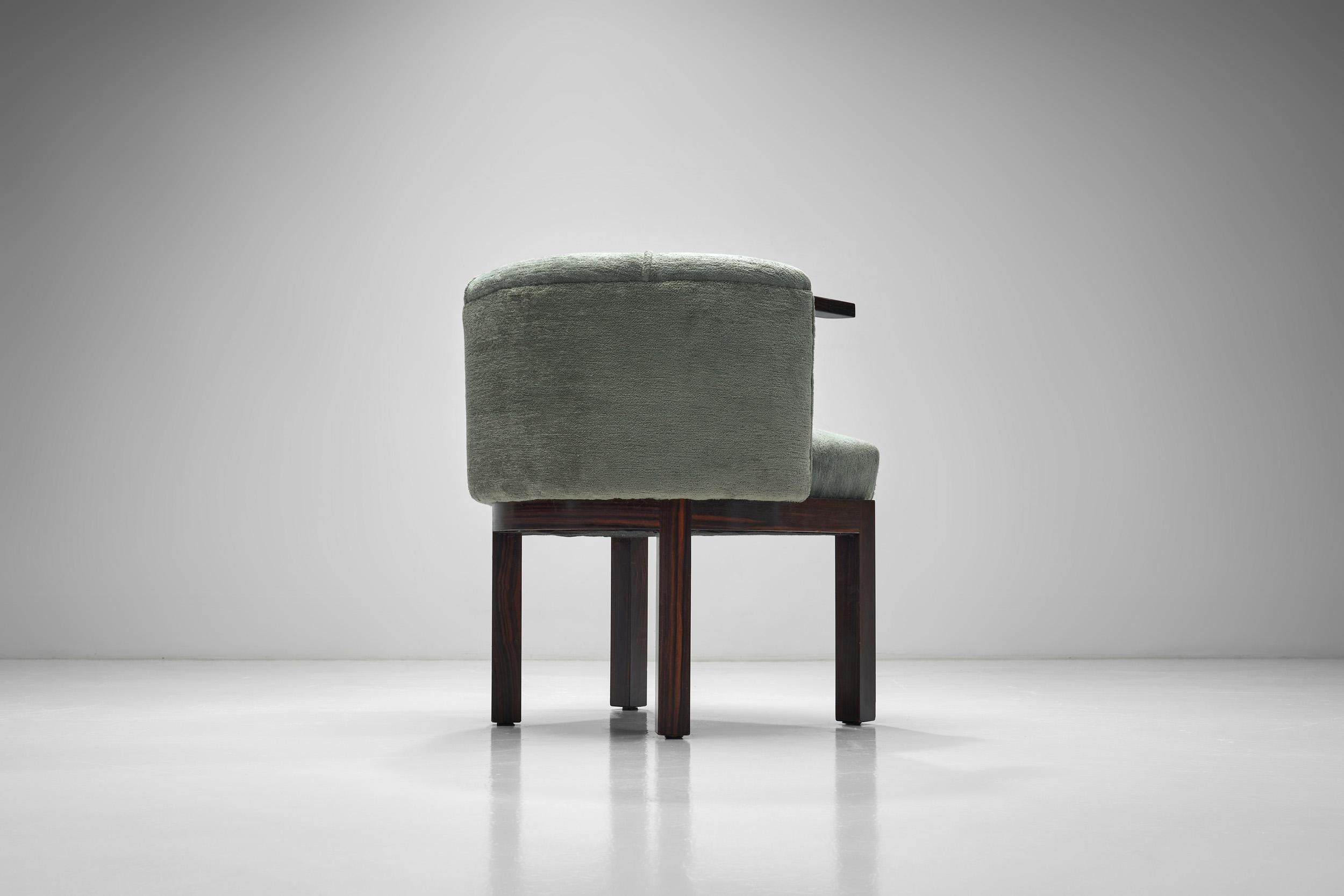 Upholstered Easy Chair with Calamander Wood, Europe 20th Century For Sale 1