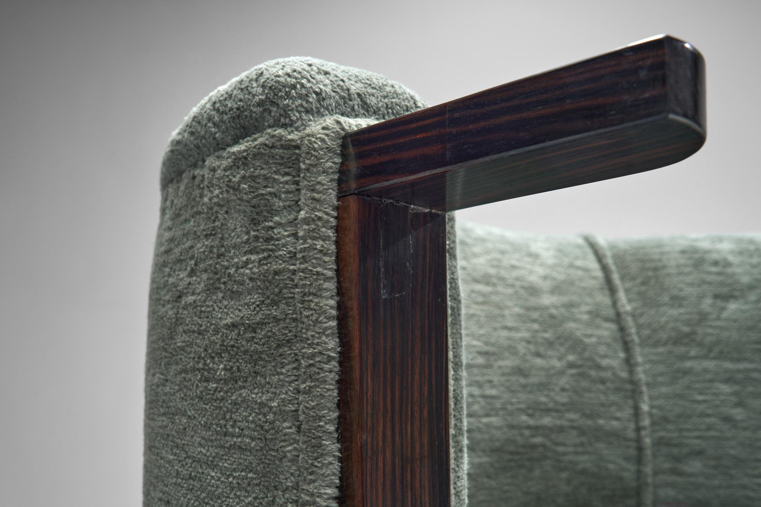 Upholstered Easy Chair with Calamander Wood, Europe 20th Century For Sale 3