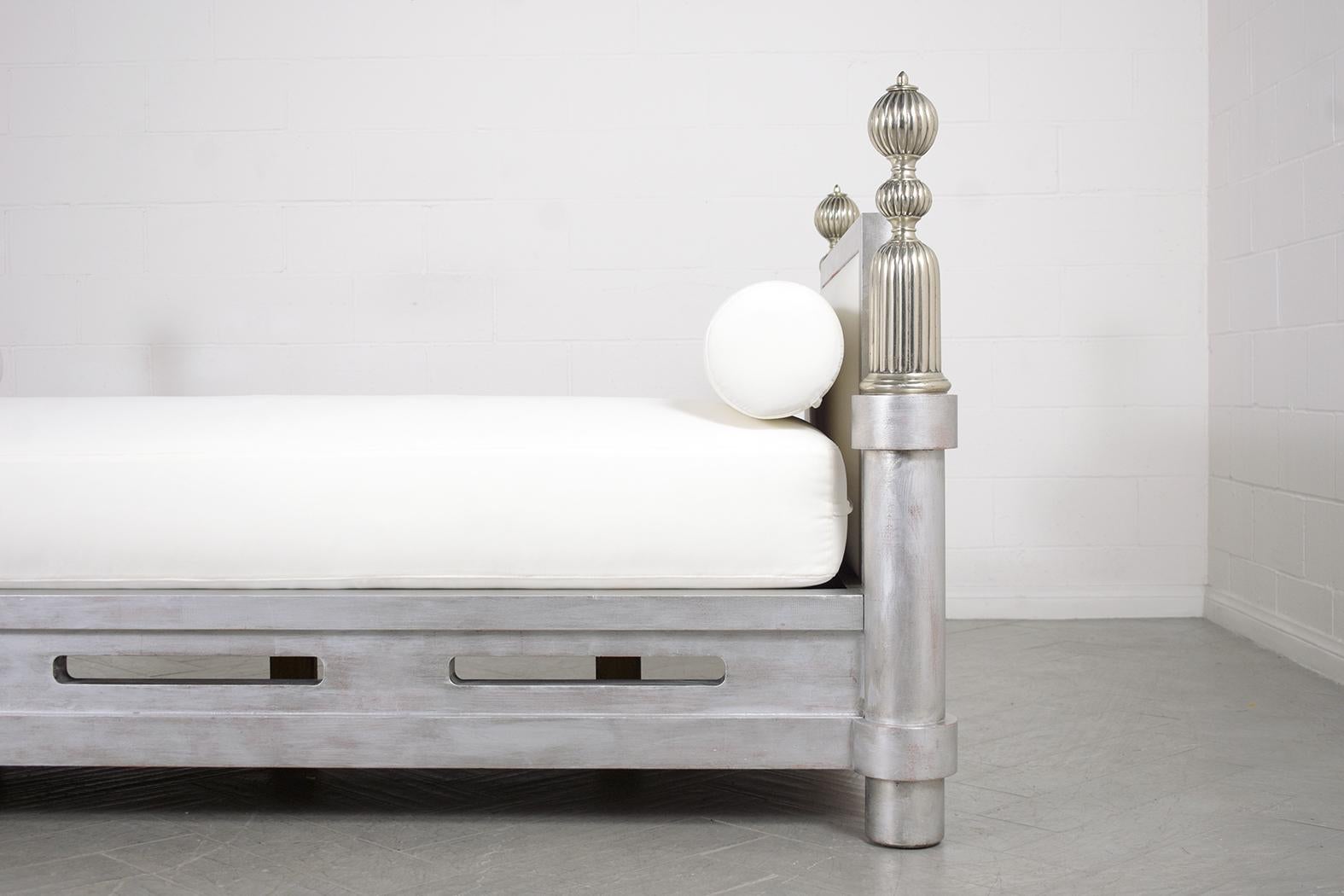 Carved Hand-Crafted Regency-Style Daybed: Vintage Elegance & Contemporary Aesthetics For Sale
