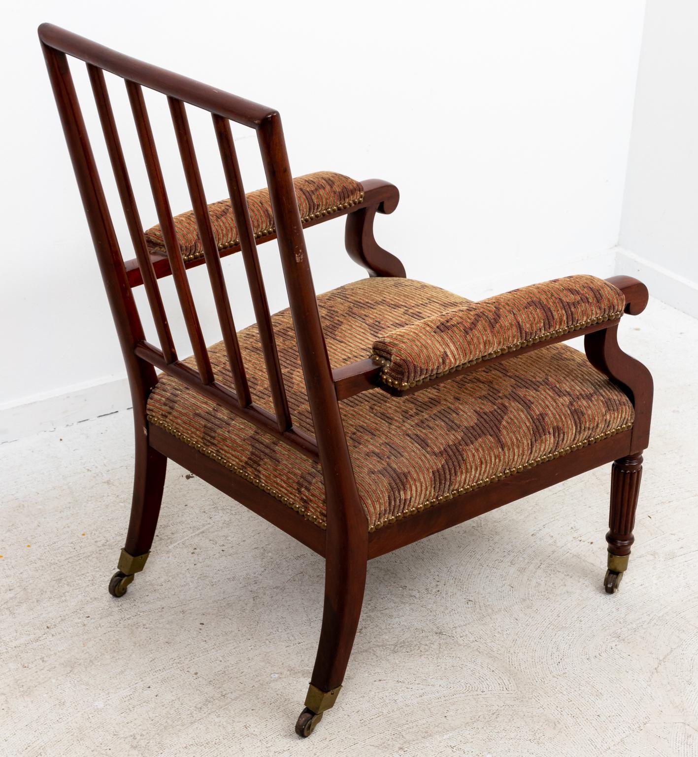 Upholstered English Style Library Chair In Good Condition In Stamford, CT