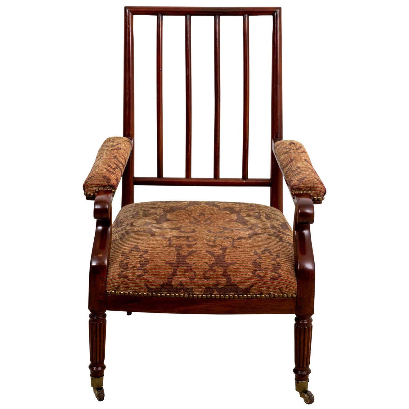 Upholstered English Style Library Chair For Sale at 1stDibs