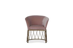 Upholstered Equipal Chair with Brass Frame by Pedro Ramírez Vázquez for Luteca