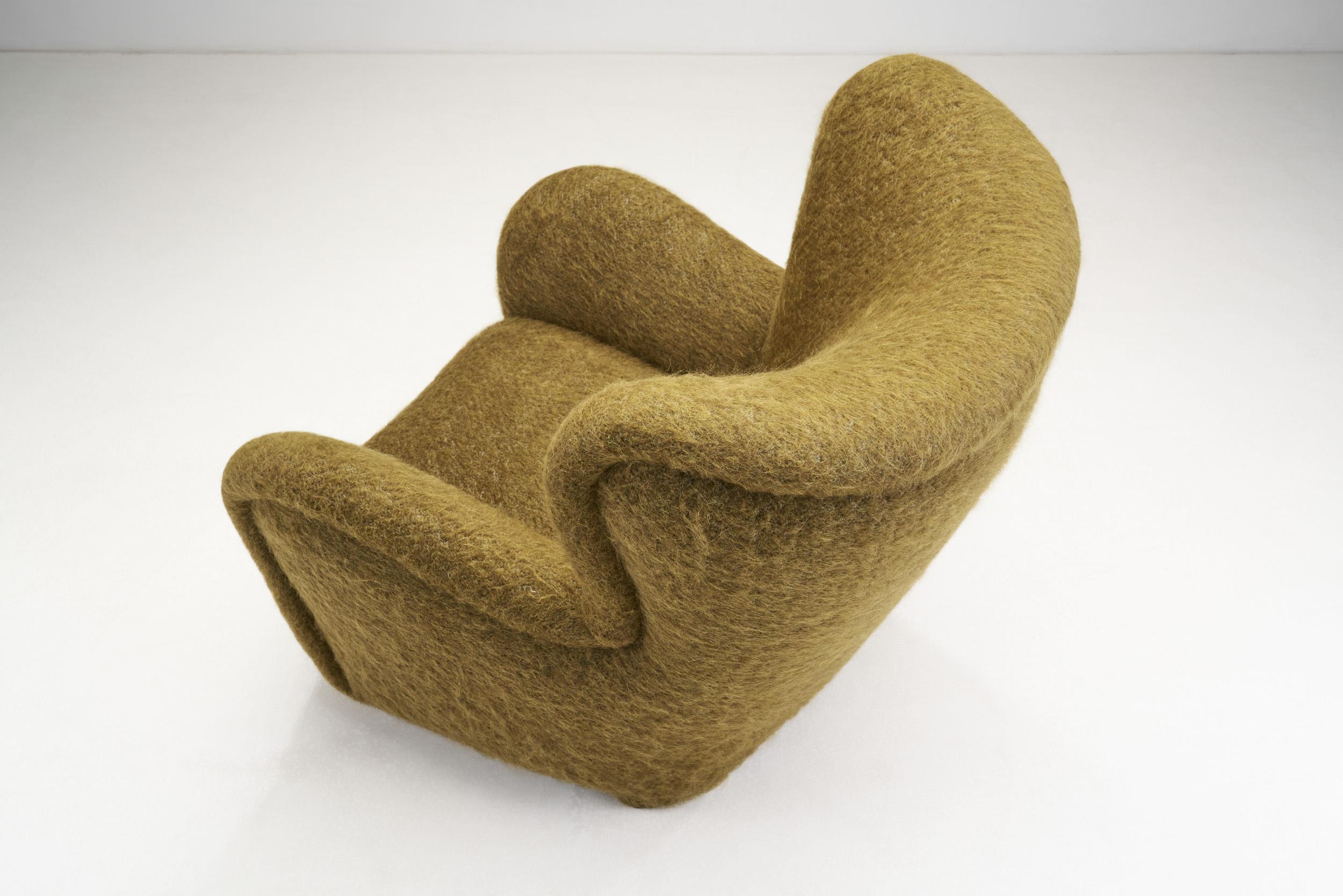Fabric Upholstered Finnish Lounge Chair and Ottoman, Finland, 1950s