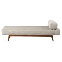 Upholstered French Daybed with Walnut Base