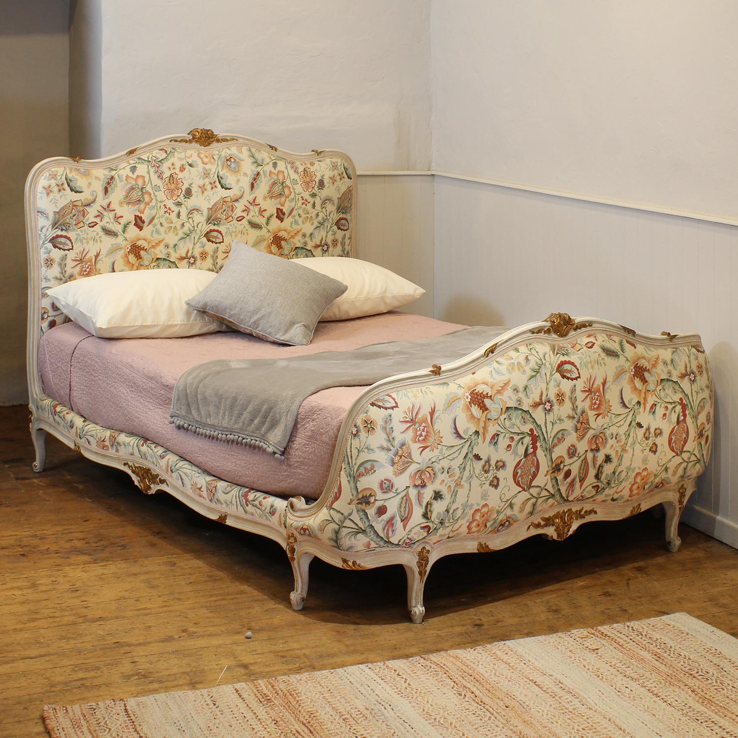 Upholstered French Painted Bed WD48 at 1stDibs